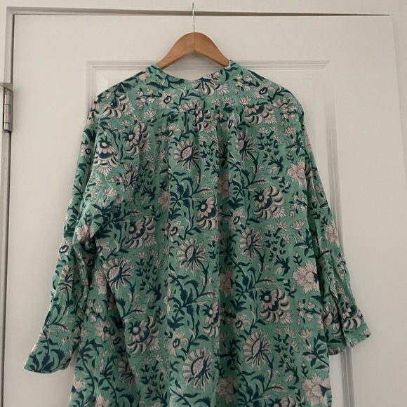 Dilli Grey Mint Winter Jasmine Girlfriend Night Shirt Dress Organic Cotton - Picture 4 of 10